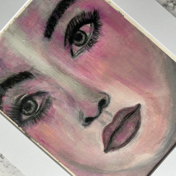Dreamer - Abstract Acrylic Watercolor Effect Painting of Woman's Face | Original - Picture 6 of 8